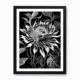 Passionflower Leaf Linocut 6 Art Print