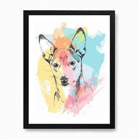 Pinscher Dog Pastel Line Watercolour Illustration  1 Art Print