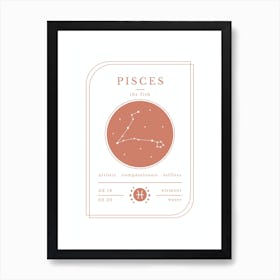 Pisces Zodiac Sign | Terracotta Art Print