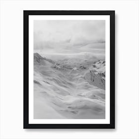 Mountains Cloudy Alps Black And White Art Print