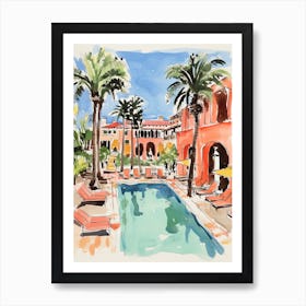 The Ritz Carlton Bacara, Santa Barbara   Santa Barbara, California   Resort Storybook Illustration 6 Art Print