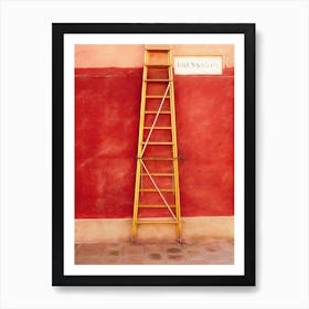 Yellow Ladders & Red Wall Murano Art Print