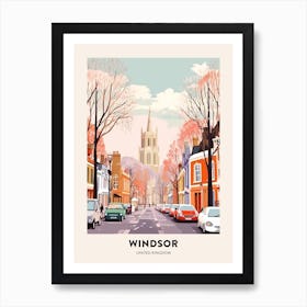 Vintage Winter Travel Poster Windsor United Kingdom 1 Art Print