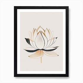 Lotus Flower In Garden Retro Minimal 3 Art Print