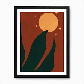 Plant And The Moon Art Print