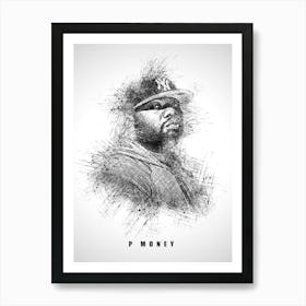 P Money Rapper Sketch Art Print