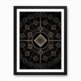 Geometric Glyph Radial Array in Glitter Gold on Black n.0210 Art Print