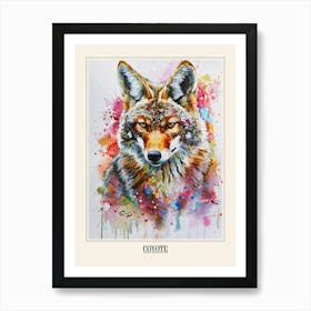 Coyote Colourful Watercolour 2 Poster Poster