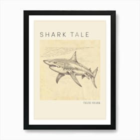 Tiger Shark Vintage Illustration 2 Poster Art Print