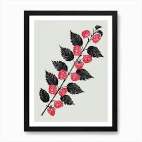 Raspberry Branch Art Print