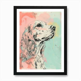 Pastel Watercolour Irish Setter Dog Line Illustration 4 Art Print