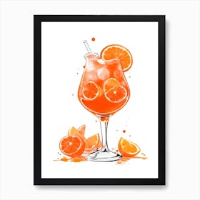 Aperol With Ice And Orange Watercolor Vertical Composition 42 Art Print