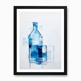 Blue Bottle Style Abstract Art Print