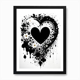 Black And White Heart 6 Art Print