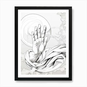 Line Art Inspired By The Creation Of Adam 2 Art Print