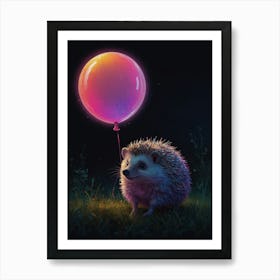 Hedgehog With Balloon Art Print