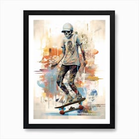 Skateboarding In Helsinki, Finland Drawing 3 Art Print