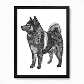 Norwegian Buhund Dog Line Sketch Art Print