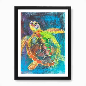 Rainbow Turtle Scribble Crayon Drawing 4 Art Print