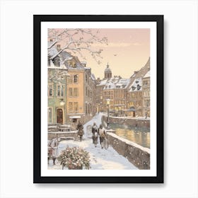 Vintage Winter Illustration Copenhagen Denmark 4 Art Print