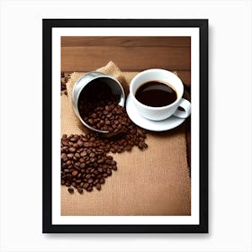 Coffee And Coffee Beans 4 Art Print