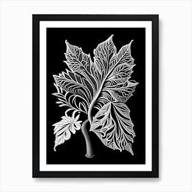 Witch Hazel Leaf Linocut 2 Art Print