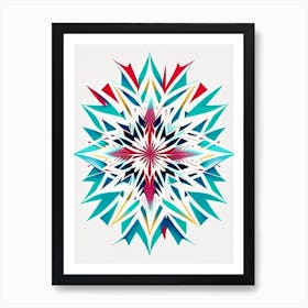 Symmetry, Snowflakes, Minimal Line Drawing 1 Art Print