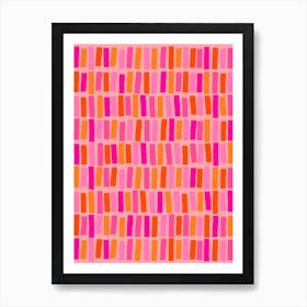 Pink And Orange Abstract Lines and Stripes Art Print