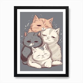 Cats Kawaii Illustration 3 Art Print