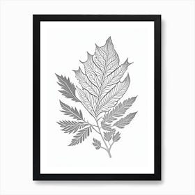 Curry Leaf Herb William Morris Inspired Line Drawing 2 Art Print