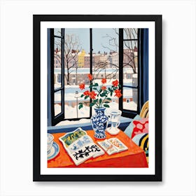 The Windowsill Of Chicago   Usa Snow Inspired By Matisse 1 Art Print