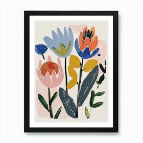 Painted Florals Protea 1 Art Print