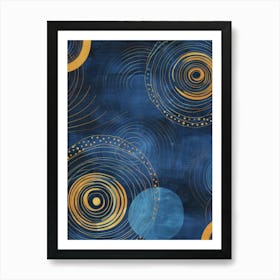 Blue And Gold Swirls 1 Art Print