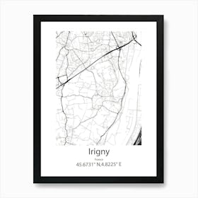 Irigny,France Minimalist Map Art Print