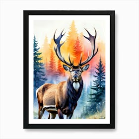 Deer In The Forest 3 Art Print