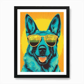 German Shepherd Dog With Sunglasses Art Print