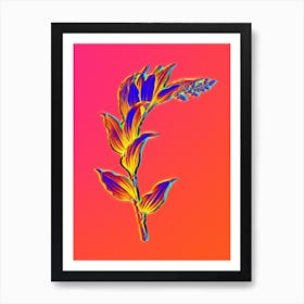 Neon Treacleberry Botanical in Hot Pink and Electric Blue n.0287 Art Print