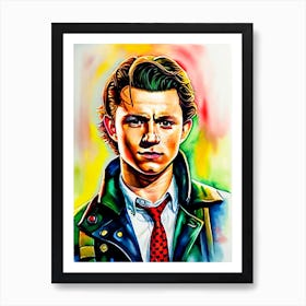 Tom Holland In Spider Man No Way Home Watercolor 2 Art Print