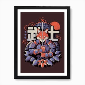 Samurai Fox Escura Art Print