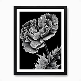 Carnation Leaf Linocut 3 Art Print