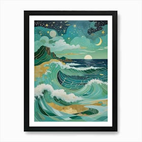 Cosmic Sky Over The Ocean no2 Affiche