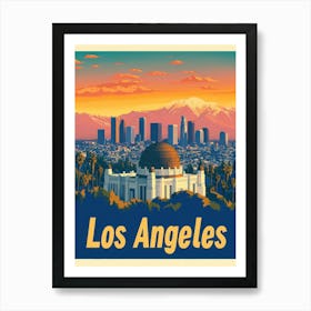 Aihrgdesign A Retro Travel Poster For Los Angeles Featuring T 1e540f4b B59e 49e2 A4da 63af903caddc 1 Art Print