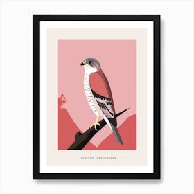 Minimalist Eurasian Sparrowhawk 3 Bird Poster Art Print