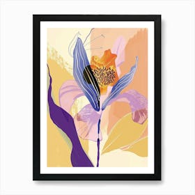 Colourful Flower Illustration Lilac 3 Art Print