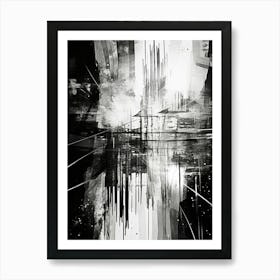 Distorted Reality Abstract Black And White 3 Art Print