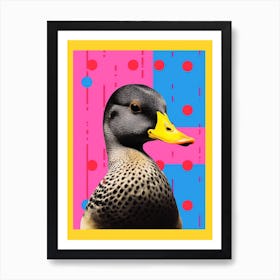 Black Abstract Geometric Duck Risograph Inspired Print 3 Art Print