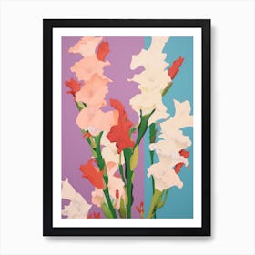 Gladioli Flower Big Bold Illustration 2 Art Print