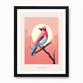 Minimalist Cedar Waxwing 4 Bird Poster Art Print