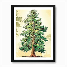Cedar Tree Storybook Illustration 2 Art Print