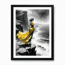 Woman On A Cliff Art Print